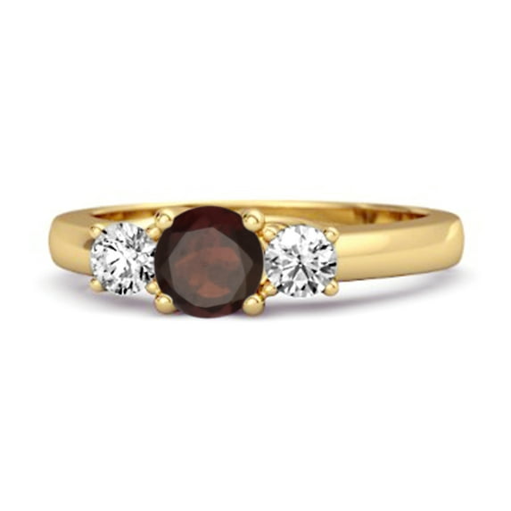 Three Stone 0.10 Ctw Garnet 925 Sterling Silver Yellow Plated Engagement Women Mother's Day Gift Ring