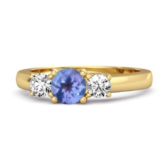 Three Stone 0.10 Ctw Tanzanite 925 Sterling Silver Gold Vermeil Engagement Women Valentines Day Gifts Ring