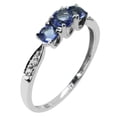 thumbnail image 1 of Three Stone 0.64 Ctw Winter Tanzanite 925 Sterling Silver Women Christmas Ring Size US- 9.5, 1 of 8