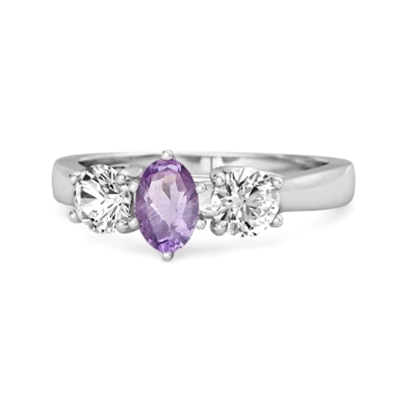 Three Stone 1.45Ct Amethyst 925 Sterling Silver Engagement Women Valentines Day Gifts Ring