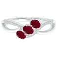 thumbnail image 1 of Three Stone 1.75 Ct Ruby Gemstone White Accent 925 Sterling Silver Women Wedding Ring, 1 of 4