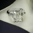 thumbnail image 1 of Three Stone 2.50CT Emerald Cut Simulated Diamond Women's Wedding Ring 14K White Gold Plated Silver, 1 of 3