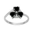 thumbnail image 1 of Three Stone 4 MM Black Spinel 925 Sterling Silver Valentines Day Gifts Women Heart Ring, 1 of 2