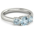 thumbnail image 1 of Three Stone Aquamarine 0.60 Ctw 925 Sterling Silver Women Love Christmas Ring (Sterling Silver, 5), 1 of 5