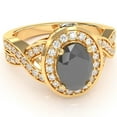 thumbnail image 1 of Three Stone Black Onyx Diamond Peekaboo Halo Engagement Ring In 14k Yellow Gold, 1 of 6