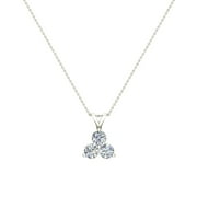 Three Stone CZ Solitaire Necklace for Women 14K White Gold Finish Glitz Design