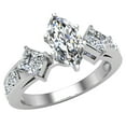 thumbnail image 1 of Three-Stone Diamond Engagement Ring Marquise and Princess Cut Diamond Rings 14K White Gold 1.40 Carat (H,SI1), 1 of 5