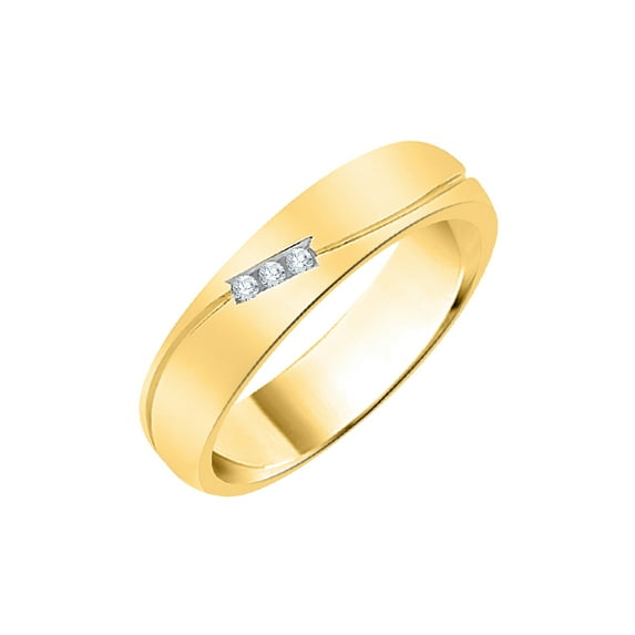 Three Stone Diamond Wedding Band in 10K Yellow Gold (1/5 cttw) (I-Color, SI3-I1 Clarity) (Size-9)