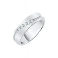 thumbnail image 1 of Three Stone Diamond Wedding Band in 14K White Gold (1/20 cttw) (I-Color, SI3-I1 Clarity) (Size-8), 1 of 2
