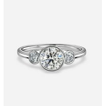 Three Stone Diamond Wedding Ring, Round Diamond Engagement Ring, Bezel Set Ring, Minimalist Diamond Ring, 2.2 Simulated Diamond, 925 Sterling Silver, Women's Gift Ring
