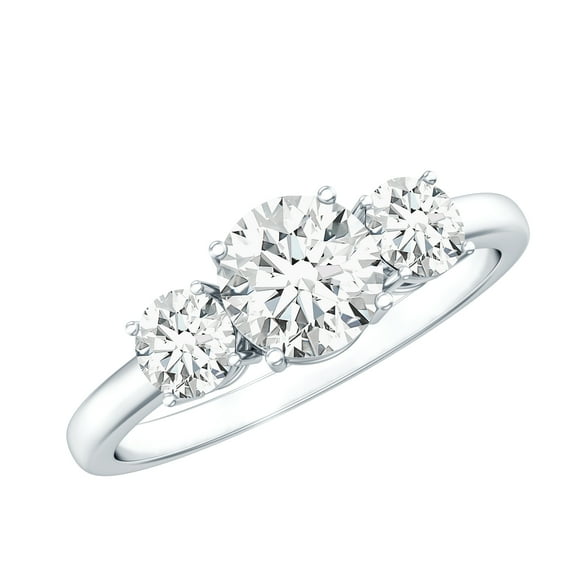 Rosec Jewels Three Stone Engagement Ring - Certified Moissanite Promise Ring (1.75 CT), 925 Sterling Silver, US 4.00