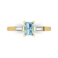 thumbnail image 1 of Three-Stone Engagement Ring for Women - 0.8ct Natural Aquamarine in 14K Yellow Gold Promise Ring, 1 of 6