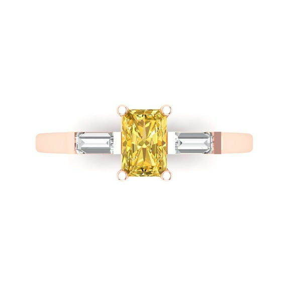 Three-Stone Engagement Ring for Women - 0.8ct Natural Citrine in 14K Rose Gold Promise Ring