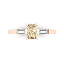 Three-Stone Engagement Ring for Women - 0.8ct Natural Morganite in 18K Rose Gold Promise Ring
