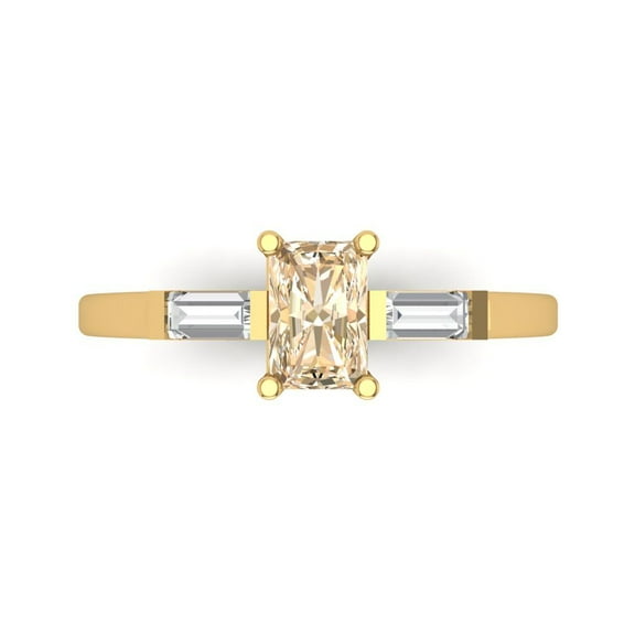 Three-Stone Engagement Ring for Women - 0.8ct Natural Morganite in 18K Yellow Gold Promise Ring