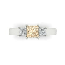 Three-Stone Engagement Ring for Women - 1.11ct Natural Morganite in 18K White Gold Promise Ring