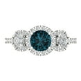 thumbnail image 1 of Three-Stone Engagement Ring for Women - 1.46ct Natural London Blue Topaz in 14K White Gold Promise Ring, 1 of 8