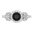 thumbnail image 1 of Three-Stone Engagement Ring for Women - 1.46ct Natural Onyx in 18K White Gold Promise Ring, 1 of 6