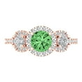 thumbnail image 1 of Three-Stone Engagement Ring for Women - 1.46ct Simulated Green Diamond in 14K Rose Gold Promise Ring, 1 of 8