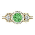 thumbnail image 1 of Three-Stone Engagement Ring for Women - 1.46ct Simulated Green Diamond in 14K Yellow Gold Promise Ring, 1 of 6