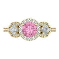 thumbnail image 1 of Three-Stone Engagement Ring for Women - 1.46ct Simulated Pink Diamond in 14K Yellow Gold Promise Ring, 1 of 6