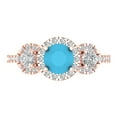 thumbnail image 1 of Three-Stone Engagement Ring for Women - 1.46ct Simulated Turquoise in 14K Rose Gold Promise Ring, 1 of 6