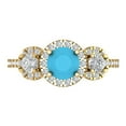 thumbnail image 1 of Three-Stone Engagement Ring for Women - 1.46ct Simulated Turquoise in 18K Yellow Gold Promise Ring, 1 of 6