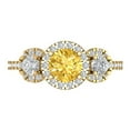 thumbnail image 1 of Three-Stone Engagement Ring for Women - 1.46ct Simulated Yellow Diamond in 14K Yellow Gold Promise Ring, 1 of 8
