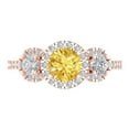 thumbnail image 1 of Three-Stone Engagement Ring for Women - 1.46ct Simulated Yellow Diamond in 18K Rose Gold Promise Ring, 1 of 6