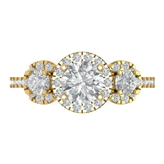 Three-Stone Engagement Ring for Women - 1.46ct White Sapphire in 18K Yellow Gold Promise Ring