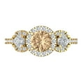 thumbnail image 1 of Three-Stone Engagement Ring for Women - 1.46ct Yellow Moissanite in 14K Yellow Gold Promise Ring, 1 of 6