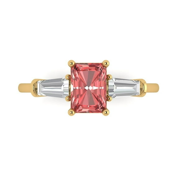 Three-Stone Engagement Ring for Women - 1.5ct Natural Garnet in 14K Yellow Gold Promise Ring