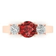 thumbnail image 1 of Three-Stone Engagement Ring for Women - 1.5ct Natural Garnet in 18K Rose Gold Promise Ring, 1 of 6