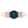 thumbnail image 1 of Three-Stone Engagement Ring for Women - 1.5ct Natural London Blue Topaz in 14K Rose Gold Promise Ring, 1 of 8