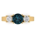 thumbnail image 1 of Three-Stone Engagement Ring for Women - 1.5ct Natural London Blue Topaz in 14K Yellow Gold Promise Ring, 1 of 8