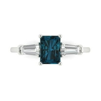Three-Stone Engagement Ring for Women - 1.5ct Natural London Blue Topaz in 18K White Gold Promise Ring