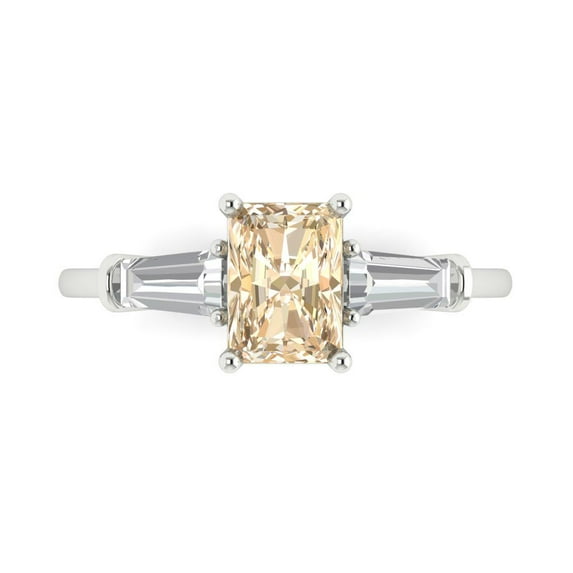 Three-Stone Engagement Ring for Women - 1.5ct Natural Morganite in 14K White Gold Promise Ring