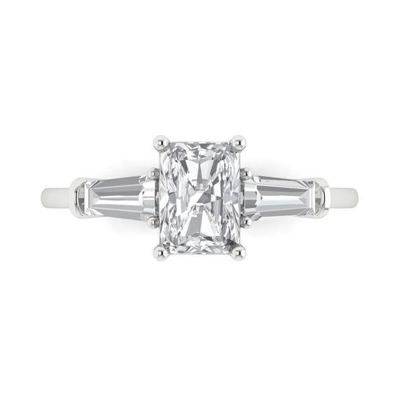 Three-Stone Engagement Ring for Women - 1.5ct Simulated Diamond in 14K White Gold Promise Ring