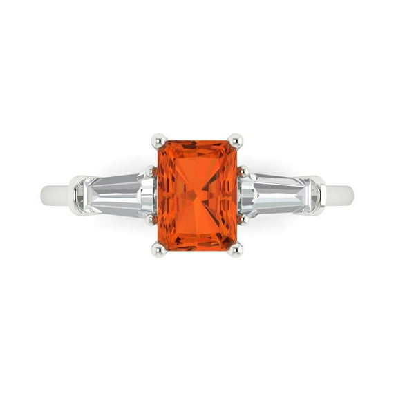 Three-Stone Engagement Ring for Women - 1.5ct Simulated Red Diamond in 14K White Gold Promise Ring