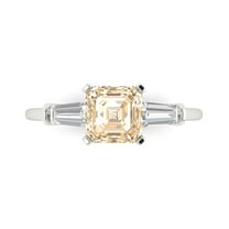 Three-Stone Engagement Ring for Women - 1.62ct Natural Morganite in 18K White Gold Promise Ring