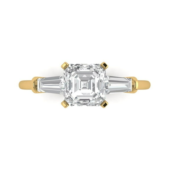 Three-Stone Engagement Ring for Women - 1.62ct Simulated Diamond in 18K Yellow Gold Promise Ring