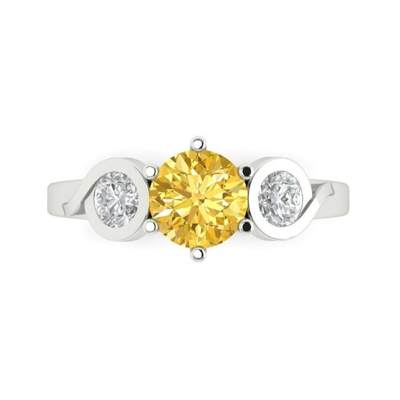 Three-Stone Engagement Ring for Women - 1.72ct Natural Citrine in 14K White Gold Promise Ring