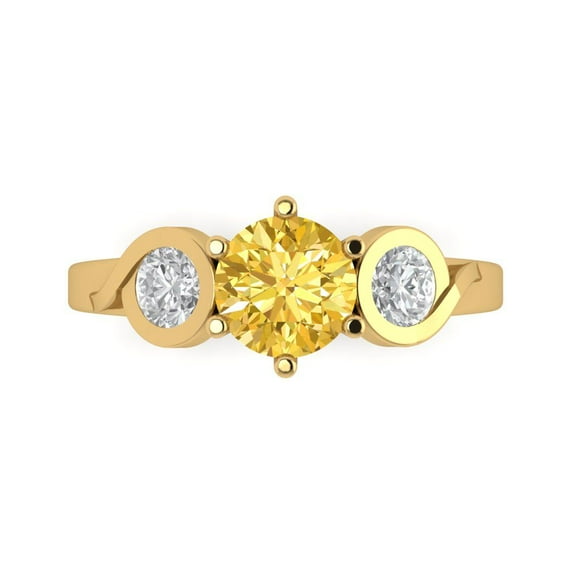 Three-Stone Engagement Ring for Women - 1.72ct Natural Citrine in 18K Yellow Gold Promise Ring