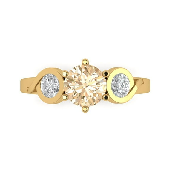 Three-Stone Engagement Ring for Women - 1.72ct Natural Morganite in 18K Yellow Gold Promise Ring
