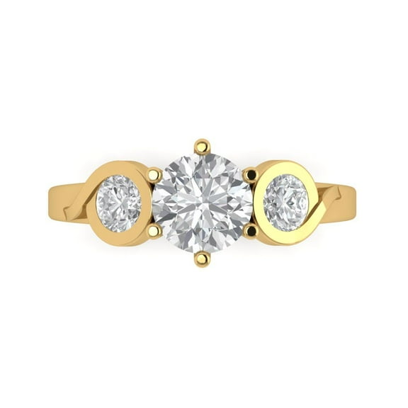 Three-Stone Engagement Ring for Women - 1.72ct Simulated Diamond in 14K Yellow Gold Promise Ring