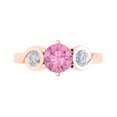 thumbnail image 1 of Three-Stone Engagement Ring for Women - 1.72ct Simulated Pink Diamond in 14K Rose Gold Promise Ring, 1 of 8
