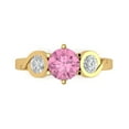 thumbnail image 1 of Three-Stone Engagement Ring for Women - 1.72ct Simulated Pink Diamond in 18K Yellow Gold Promise Ring, 1 of 6