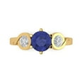 thumbnail image 1 of Three-Stone Engagement Ring for Women - 1.72ct Simulated Tanzanite in 14K Yellow Gold Promise Ring, 1 of 6
