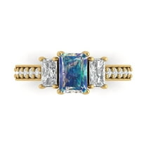 Three-Stone Engagement Ring for Women - 1.88ct Blue Moissanite in 18K Yellow Gold Promise Ring
