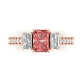 thumbnail image 1 of Three-Stone Engagement Ring for Women - 1.88ct Natural Garnet in 14K Rose Gold Promise Ring, 1 of 6